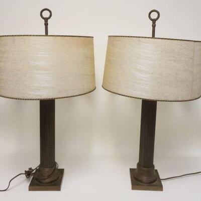 1069	PAIR OF BRASS FLUTED COLUMN TABLE LAMPS, APPROXIMATELY 31 3/4 IN HIGH
