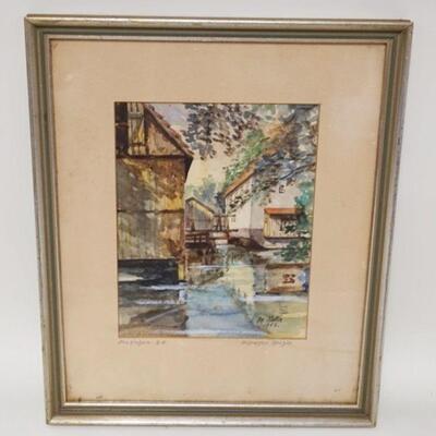 1277	FRAMED & MATTED WATERCOLOR SIGNED & DATED 1953, APPROXIMATELY 11 IN X 13 1/2 IN
