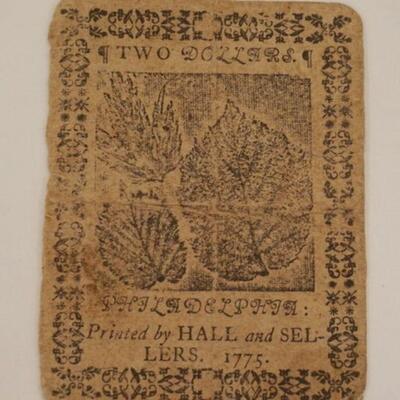 1151	1775 PHILADELPHIA COLONIAL CURRENCY TWO DOLLARS, HALL & SELLERS
