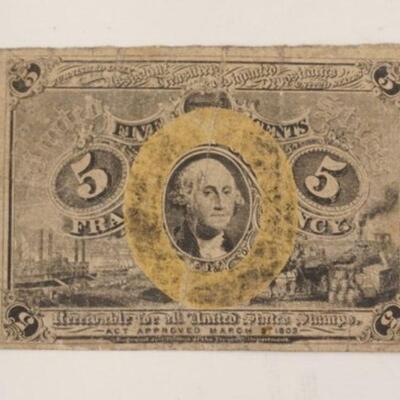 1073	5 CENTS US FRACTIONAL CURENCY, WASHINGTON 1863
