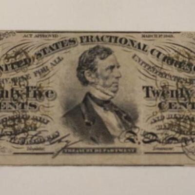 1082	25 CENTS US FRACTIONAL CURRENCY, WILLIAM P FESSENDEN 1863
