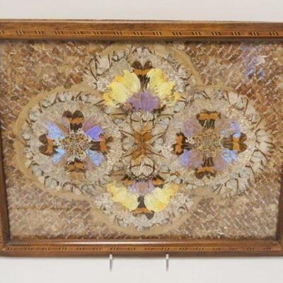 1060	MAHOGANY BUTTERFLY TRAY W/INLAID BANDING ON BORDER, APPROXIMATELY 13 1/4 IN X 21 IN
