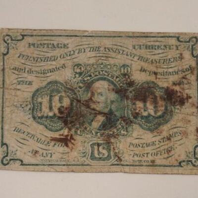 1109	10 CENTS US FRACTIONAL CURRENCY, GEORGE WASHINGTON 1862
