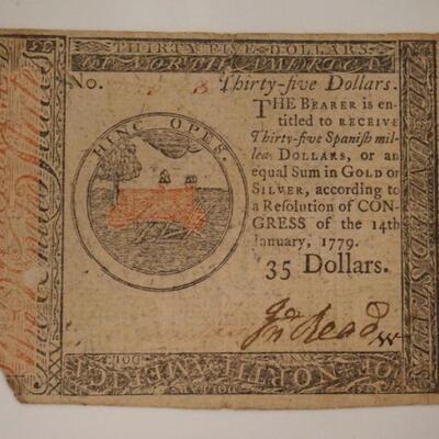1138	1779 COLONIAL CURRENCY, HALL & SELLERS, 35 DOLLARS
