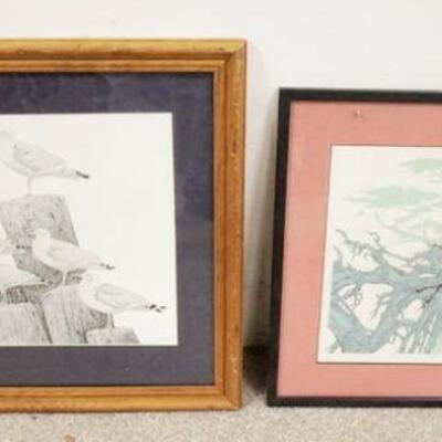 1262	2 FRAMED & MATTED BIRD PRINTS, ONE SIGNED FRANK HULICK *HERRING GULLS*, LARGEST IS APPROXIMATELY 22 1/2 IN X 18 IN OVERALL

