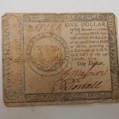 1141	1779 COLONIAL CURRENCY, ONE DOLLAR, HALL & SELLERS

