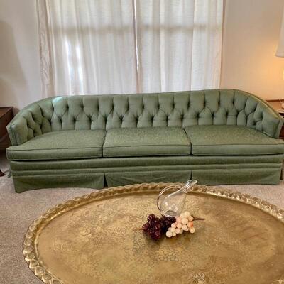 Mid Century Dean Hall Tufted Green Couch-  See 