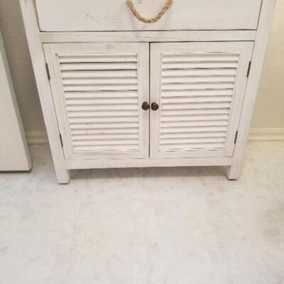 White bathroom storage cabinet