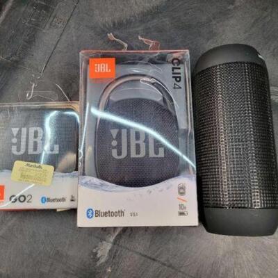 #2554 â€¢ JBL Speakers and More Includes (2) JBL handheld Speakers, (1) Billboard Speaker