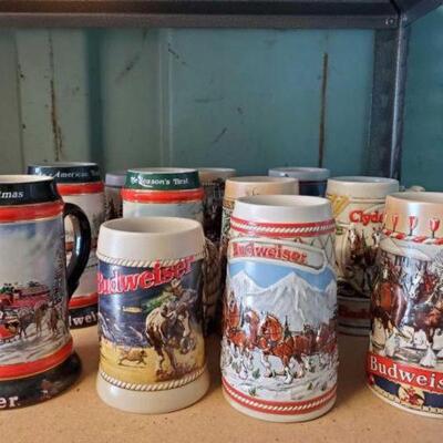 #3052 â€¢ 11 Budweiser Beer Steins: 11 Budweiser Beer Steins.