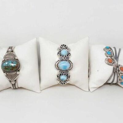#962 â€¢ (3) Stearling Silver Bracelets 122.7g