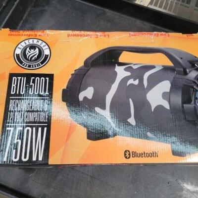#2548 â€¢ Bluetooth Speaker: Includes (1) Blackmore BTU-5001 Rechargeable & 12-Volt Compatible, 750W