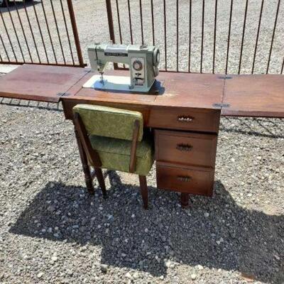 #10484 â€¢ Sewing Table And Chair: Brother Sewing Machine Table Closed Measures Approx: 31" x 17.5" x 28" Chair Measures...