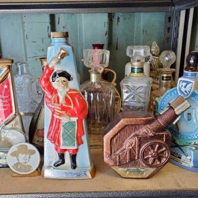 #3016 â€¢ 15 Vintage Collectible Bottles:Includes Jim Beam, Bols and Old Forester Bond, Bottles. 