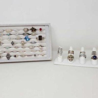 #966 â€¢ (48) Variety of Sterling Silver Rings, 202.8g