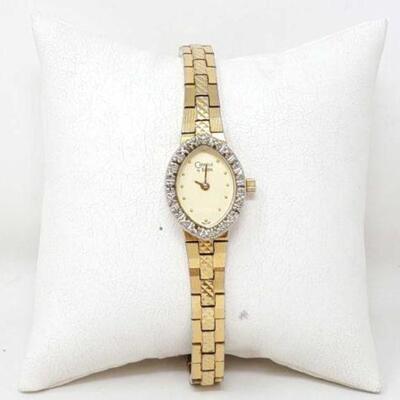 #1057 • Carvelle by Bulova Women's Watch with Diamond Accents:  clasp is broken. 