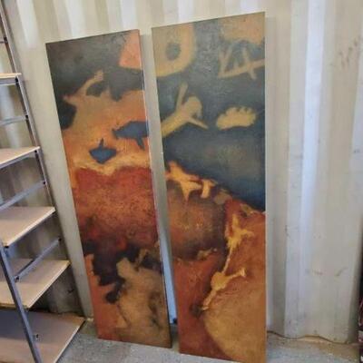 #5900 â€¢ 2 Canvas Paintings Measures Approx: 20" x 72"