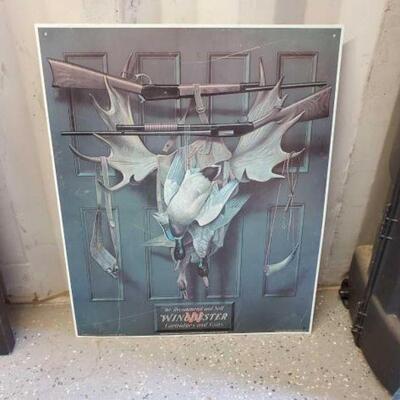 #5908 â€¢ Winchester Tin Sign Measures Approx: 22" x 27". 