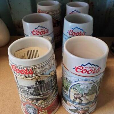 #3056 â€¢ 6 Coors Beer Steins: 6 Coors Beer Steins. 