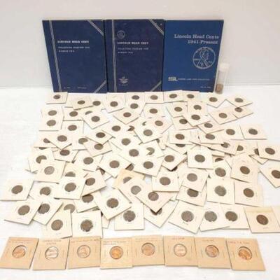 #1294 • 3 Lincoln Head Cent Albums, Approx 50 Indian Head Cents, and More: 