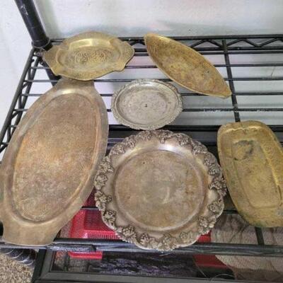 #3032 â€¢ Vintage Silver Plated And Brass Trays