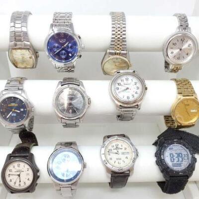 #1092 • 12 Watches: Watch Brands Include Armitron, Timex Expedition, Embassy, Seiko Quartz, Detaild and More.