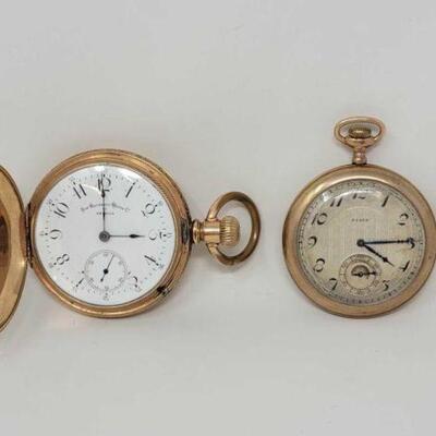 #1082 â€¢ (2) Pocket Watches: ELGIN & NON MAGNETIC WATCH CO OF AMERICA. 