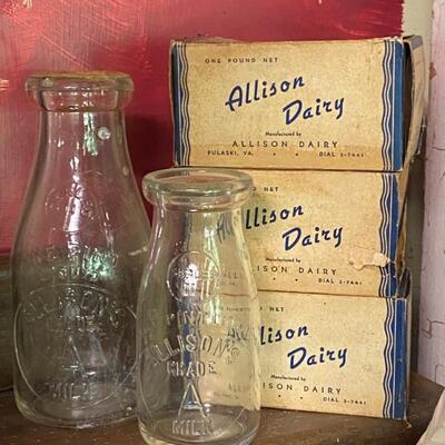 Allison Dairy of Pulaski bottles and cardboard caps