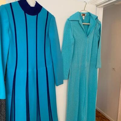 1960's Turquoise Knit Dress with Belt 