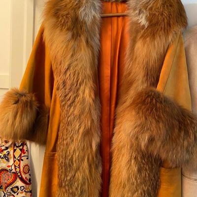Vintage Coat with Fur Trim/Cuffs