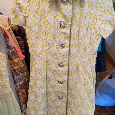 1960's Brocade Dress with Daisy Buttons