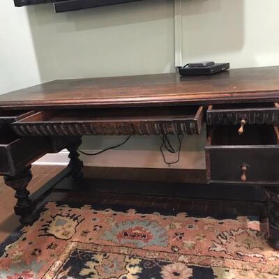 1870 English Tudor revival library desk $695
60 X 32 X 29" 