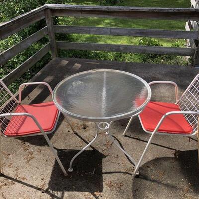 SOLD TABLE, CHAIRS AVAILABLE $20 for pair! CafÃ© Style Glass Patio Table with Two Chairs $125 obo 