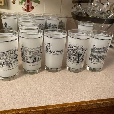 Savannah GA Colonial Capital Tom Collins Bar Glasses Frosted Anchor Hocking