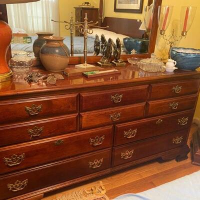 Dresser with mirror attached