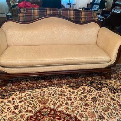 American Empire style sofa with Carved Gooseneck arms