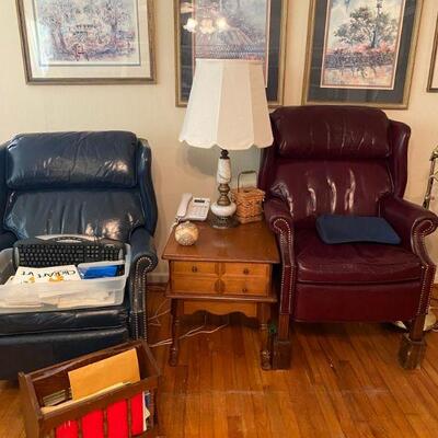 Lazy boy brass tacked leather recliners 5 total