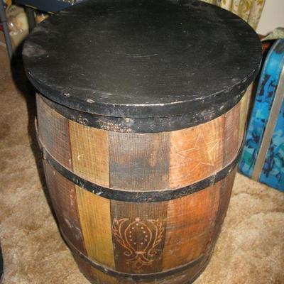 vintage wooden barrel table