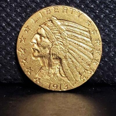 Rare 1913 Gold Indian Head $5 Coin