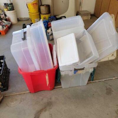 #1016 • Approx 12 Plastic Totes Of Various Sizes