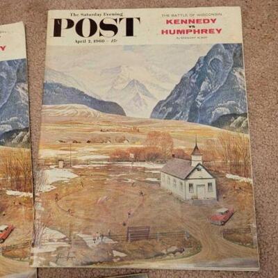 #1618 • 3 Vintage Magazines  Includes 2 1960 Saturday Evening Post and 1943 Life Magazine. 