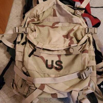 #1400 • Backpack, Hiking Bags, And US Army Assault Pack