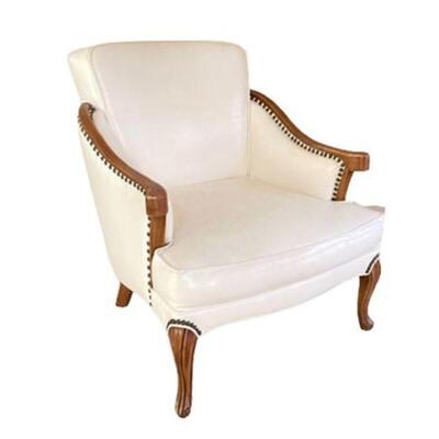 Vintage Bergere' Style Naugahyde Arm Chair