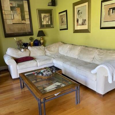Sectional Sofa and Table Wall Art
