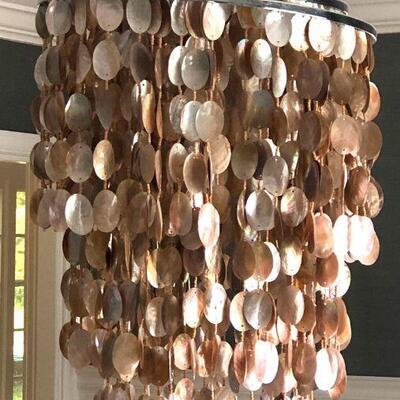 Kouboo Bronze Capiz Shell Wind Chime Chandelier closeup