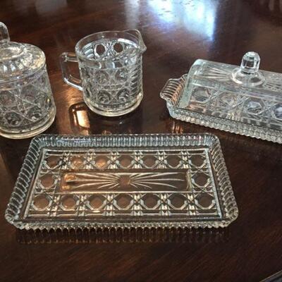 Four Piece Cut Glass serving set