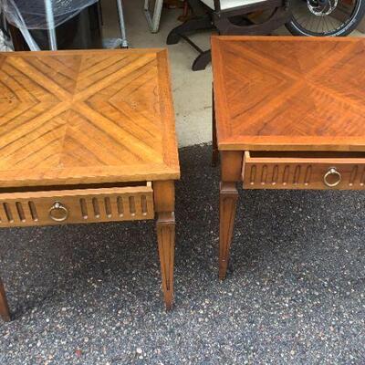 Two Solid Wood End Tables w/drawers made by Milling Road Furniture/Baker Furniture Inc.
