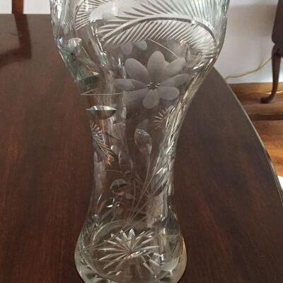 Cut Glass Tall Vase  