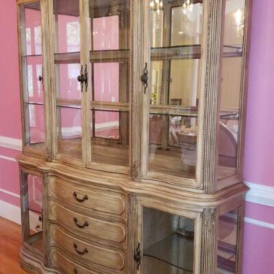 Aico Lighted Glass Front Wood China Cabinet
