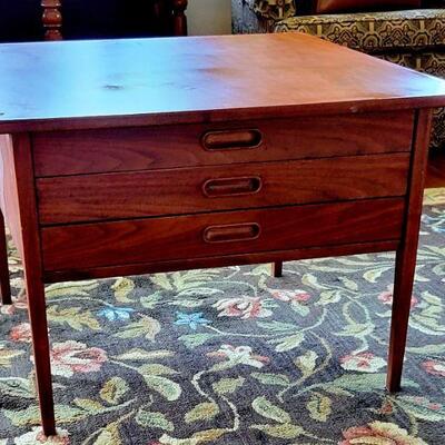 MCM square 3 drawer table   BUY IT NOW $ 295.00